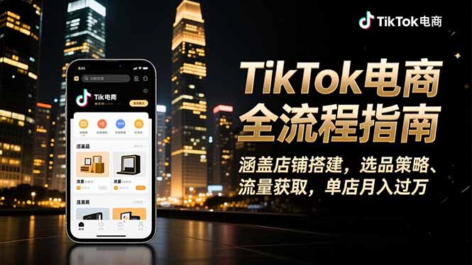 TikTok电商全流程指南，涵盖店铺搭建、选品策略、流量获取，单店月入过万-云网创
