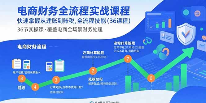 电商财务全流程实战课程:快速掌握从建账到报税的全流程技能(36节课-云网创