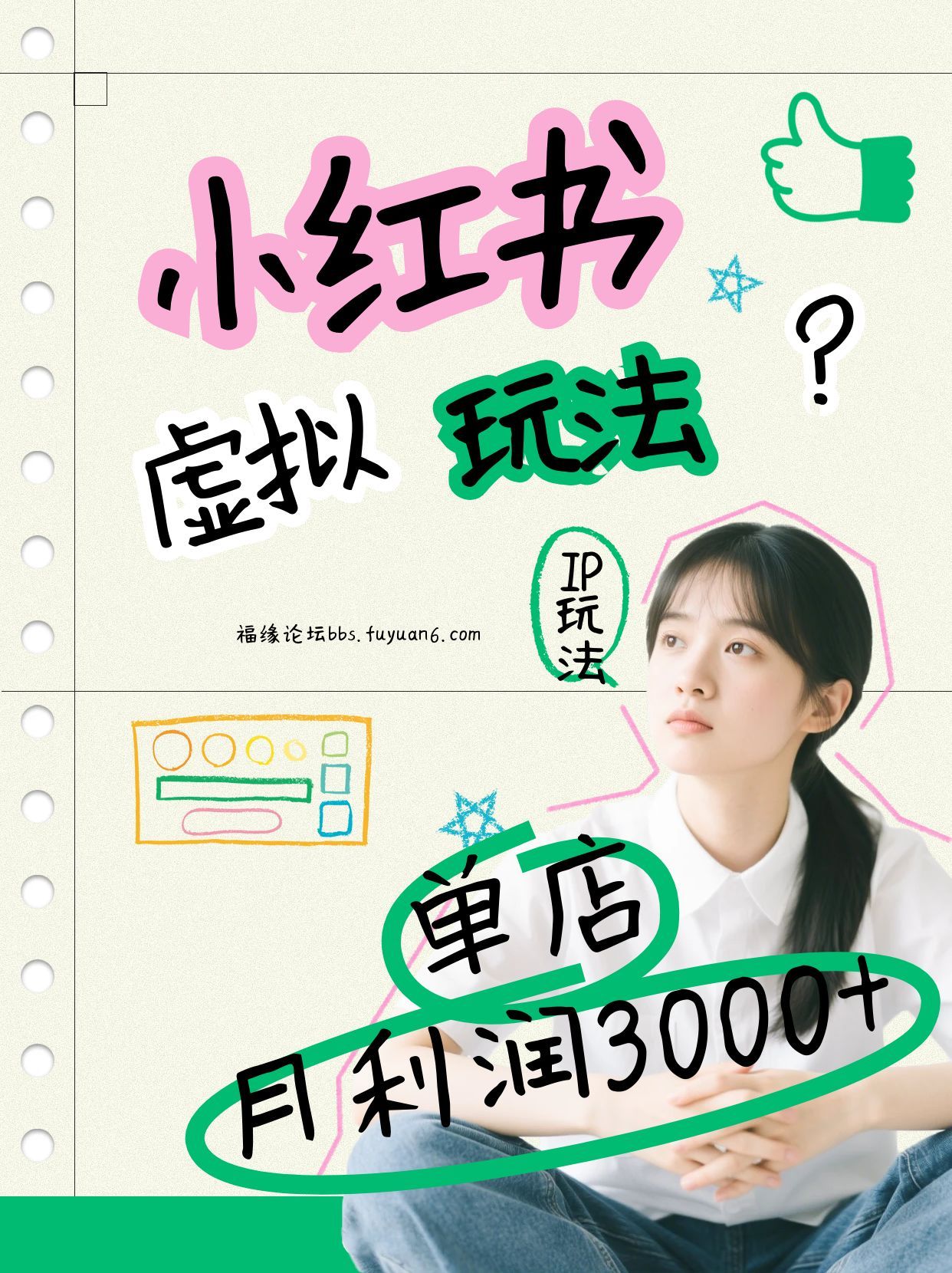 小红书虚拟玩法(铺货流和单品玩法)，单店月利润3000+，IP打法+原创商品(0违规)-云网创