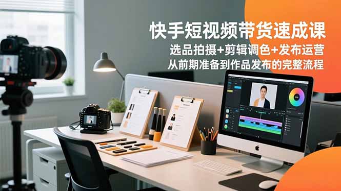 快手短视频带货速成课，选品拍摄+剪辑调色+发布运营，从前期准备到作品发布的完整流程-云网创