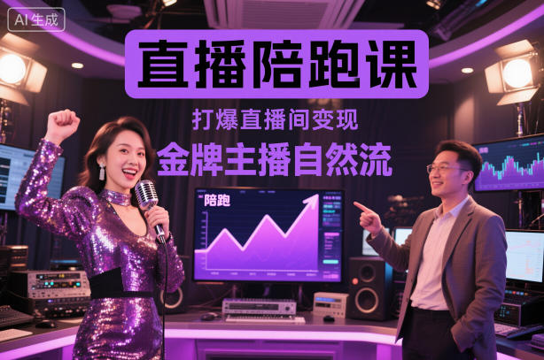 直播陪跑课，金牌主播自然流打爆直播间，复制高变现玩法-云网创