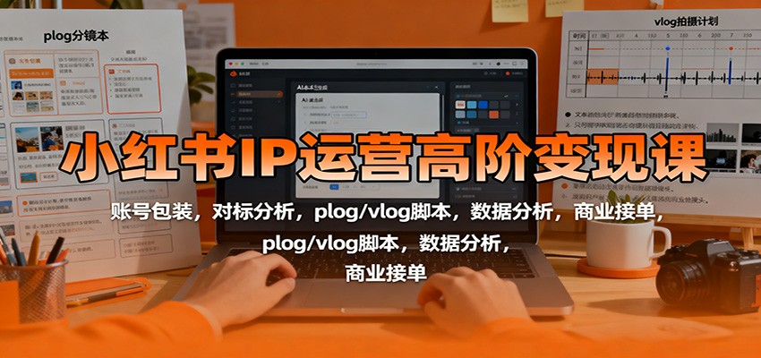 小红书IP运营高阶变现课：账号包装，对标分析，plog/vlog脚本，数据分析，商业接单-云网创