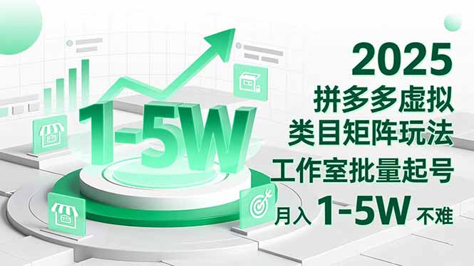 2025 拼多多虚拟类目矩阵玩法，工作室批量起号，月入 1-5W 不难-云网创