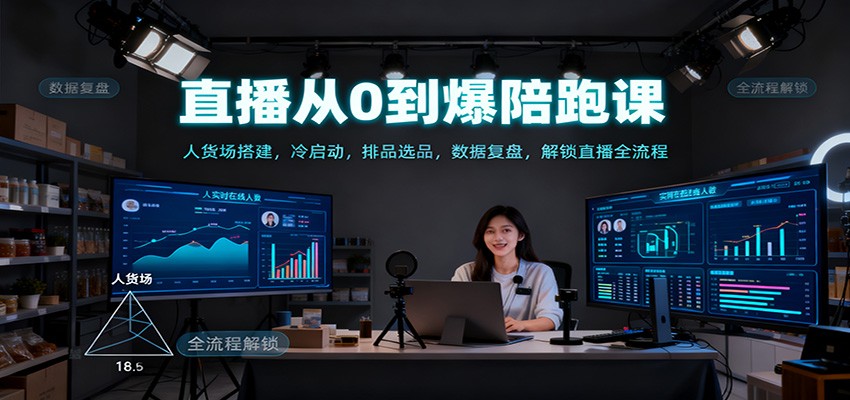 直播从0到爆陪跑课：人货场搭建，冷启动，排品选品，数据复盘，解锁直播全流程-云网创