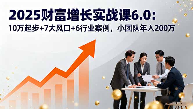 2025财富增长实战课6.0：10万起步+7大风口+6行业案例，小团队年入200万-云网创