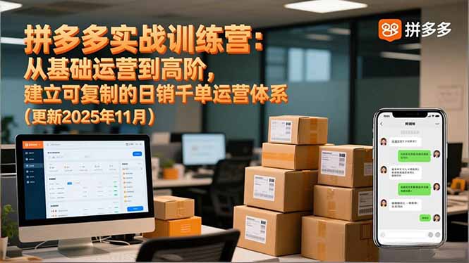 拼多多实战训练营：从基础运营到高阶，建立可复制的日销千单运营体系(更新11月-云网创