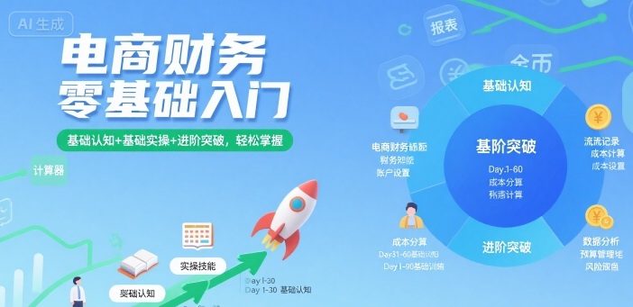 电商财务零基础入门,基础认知+基础实操+进阶突破,轻松掌握-云网创