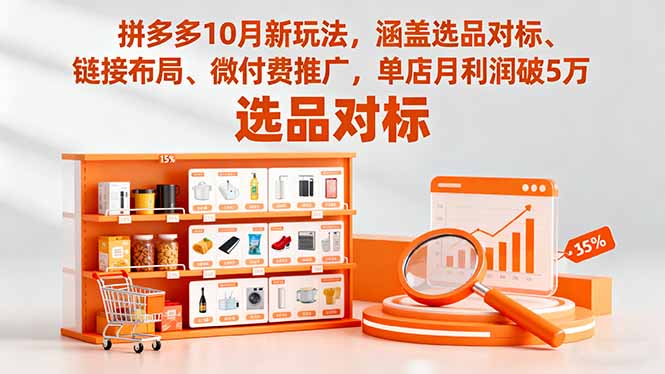拼多多10月新玩法,涵盖选品对标、链接布局、微付费推广,单店月利润破5万-云网创