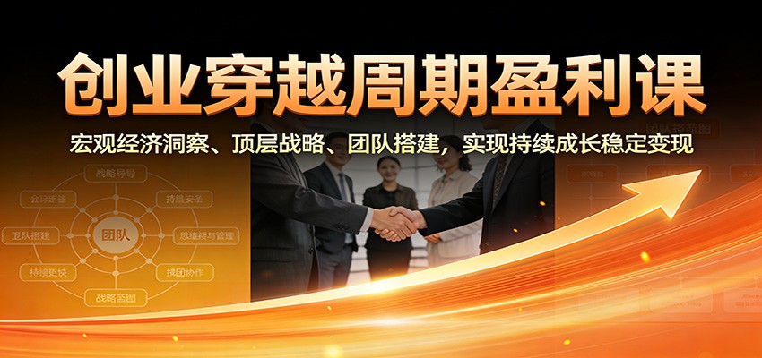 创业穿越周期盈利课：宏观经济洞察、顶层战略、团队搭建，实现持续成长稳定变现-云网创