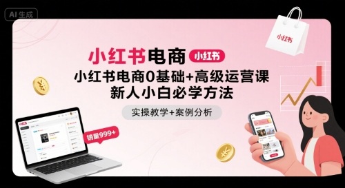 小红书电商0基础+高级运营课,新人小白必学方法,实操教学+案例分析-云网创