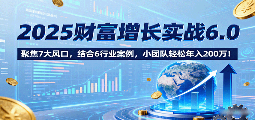2025财富增长实战6.0，聚焦7大风口，结合6行业案例，小团队轻松年入200万！-云网创