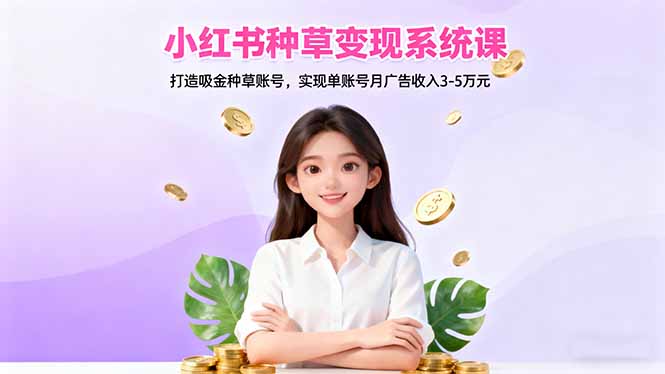 小红书种草变现系统课：打造吸金种草账号，实现单账号月广告收入3-5万元-云网创