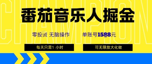 番茄音乐人掘金,单账号最高可撸1k+,可无限矩阵去做,零投入-云网创