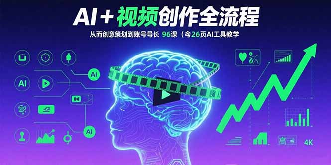 AI+短视频创作全流程:从创意策划到账号增长,96节课(含26项AI工具教学-云网创