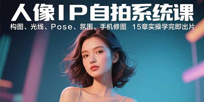 人像IP自拍系统课:构图、光线、Pose、氛围、手机修图 15章实操学完即出片-云网创