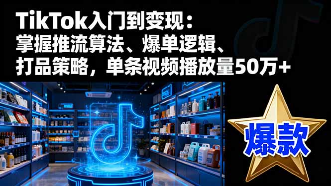 TikTok入门到变现:掌握推流算法、爆单逻辑、打品策略,单条视频播放量50w-云网创