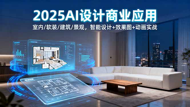 2025AI设计商业应用:室内/软装/建筑/景观,智能设计+效果图+动画实战-云网创