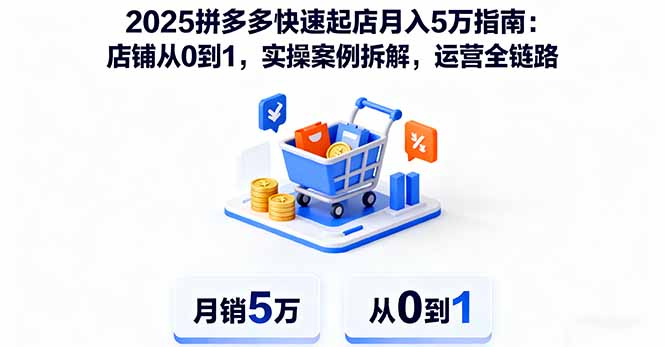 2025拼多多快速起店月入5万指南:店铺从0到1,实操案例拆解,运营全链路-云网创